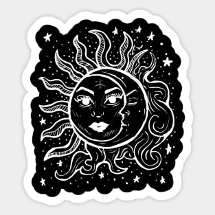 Sun and Moon Grunge Goth Nineties Hand Drawn Sticker